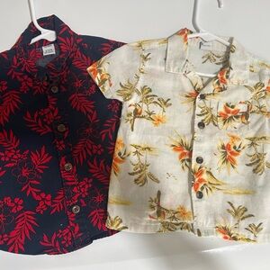 Two Old Navy Baby Floral Button-Down Shirts bundle - Navy and Cream